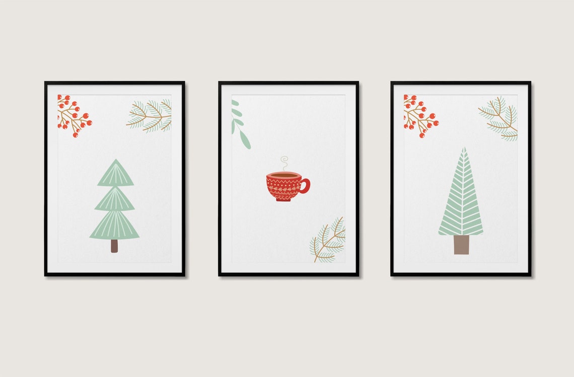 Minimalist Christmas Tree Berries Pine Branch Modern Wall Poster - Image 7