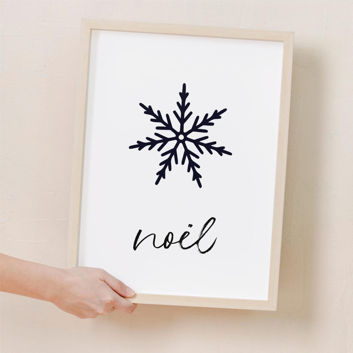 Noël Snowflake Black White Minimalist Christmas Word Wall Poster - Image 3