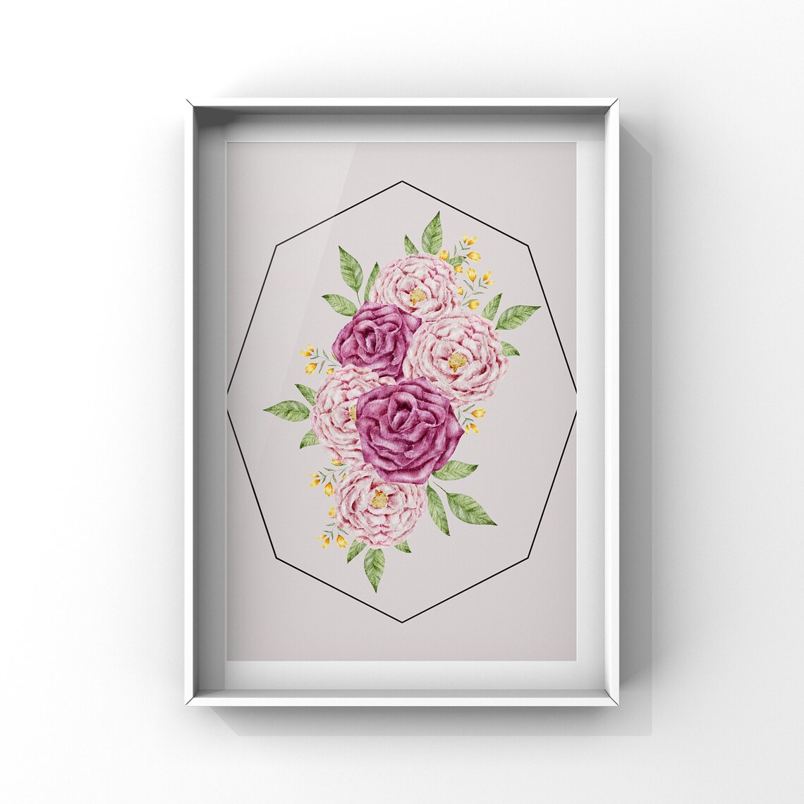 Botanical Pink Roses Floral Bouquet, Minimalist - Image 2