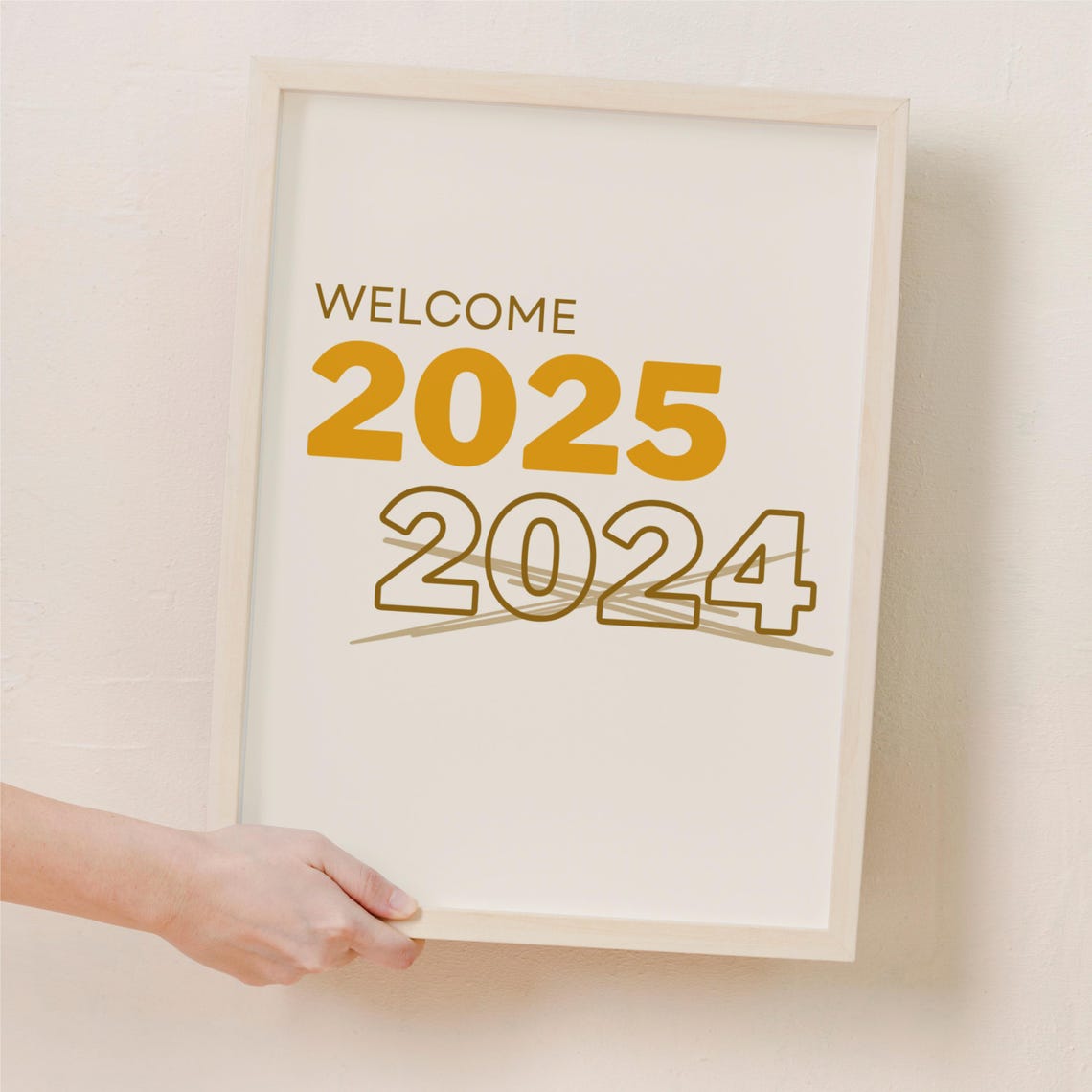 Welcome 2025 Hello New Year Modern Typography Festive Gold Art Poster - Image 2