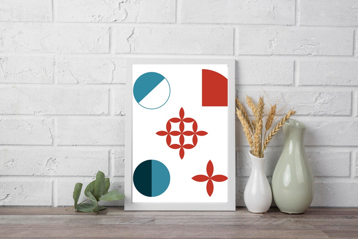 Midcentury Modern Geometric Shapes, Wall Art Print - Image 2