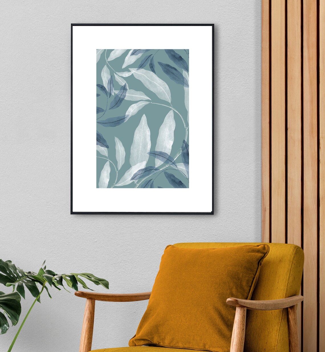 Botanical Abstract Art Print, Green Home Decor