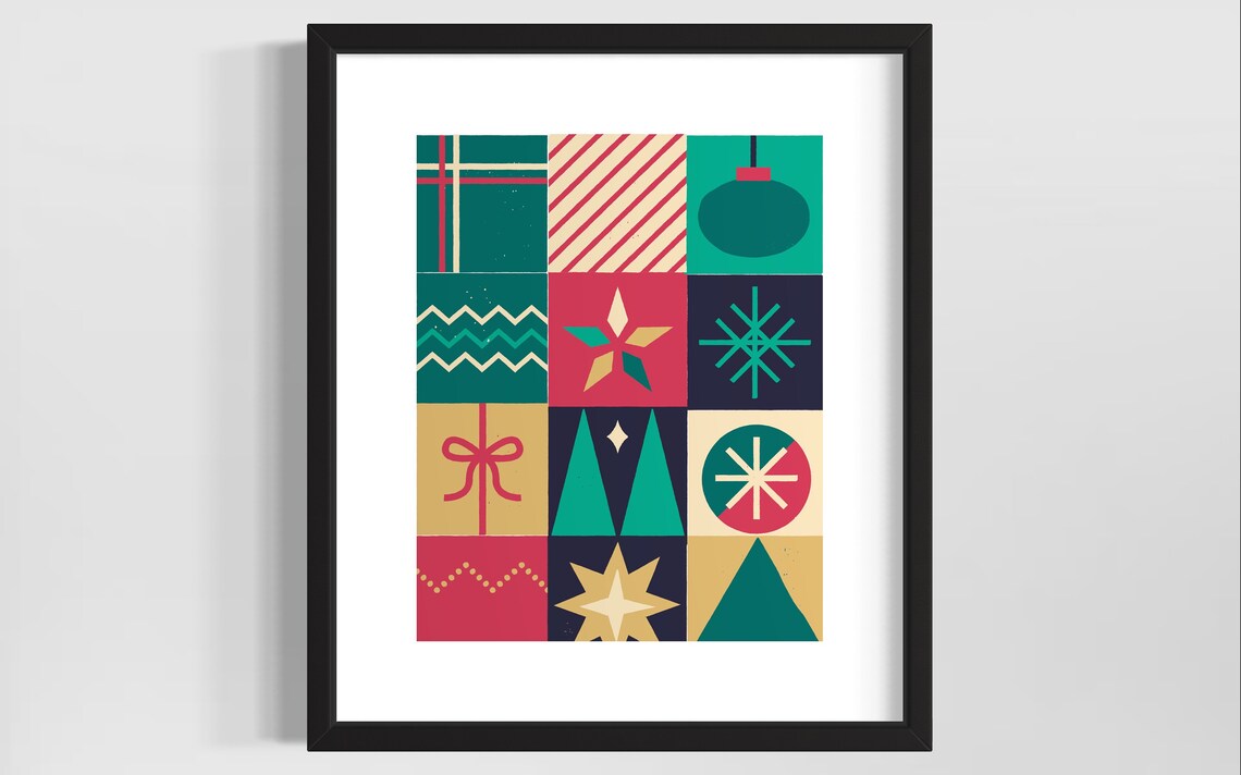 Cozy Patchwork Christmas Holiday Decor Poster - Image 2