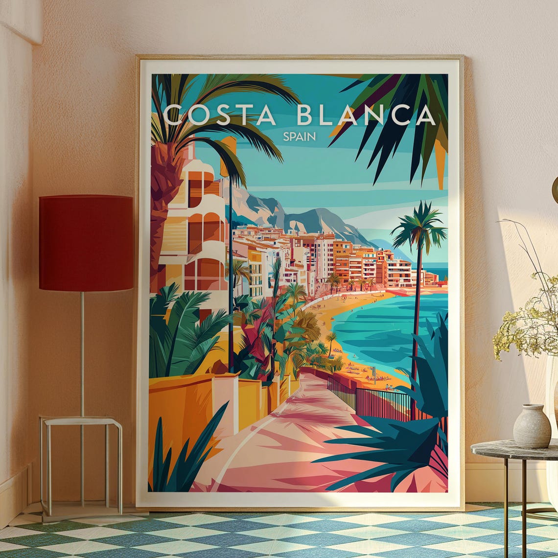 Retro Costa Blanca Spain Promenade Sea View Holiday Art Poster - Image 2