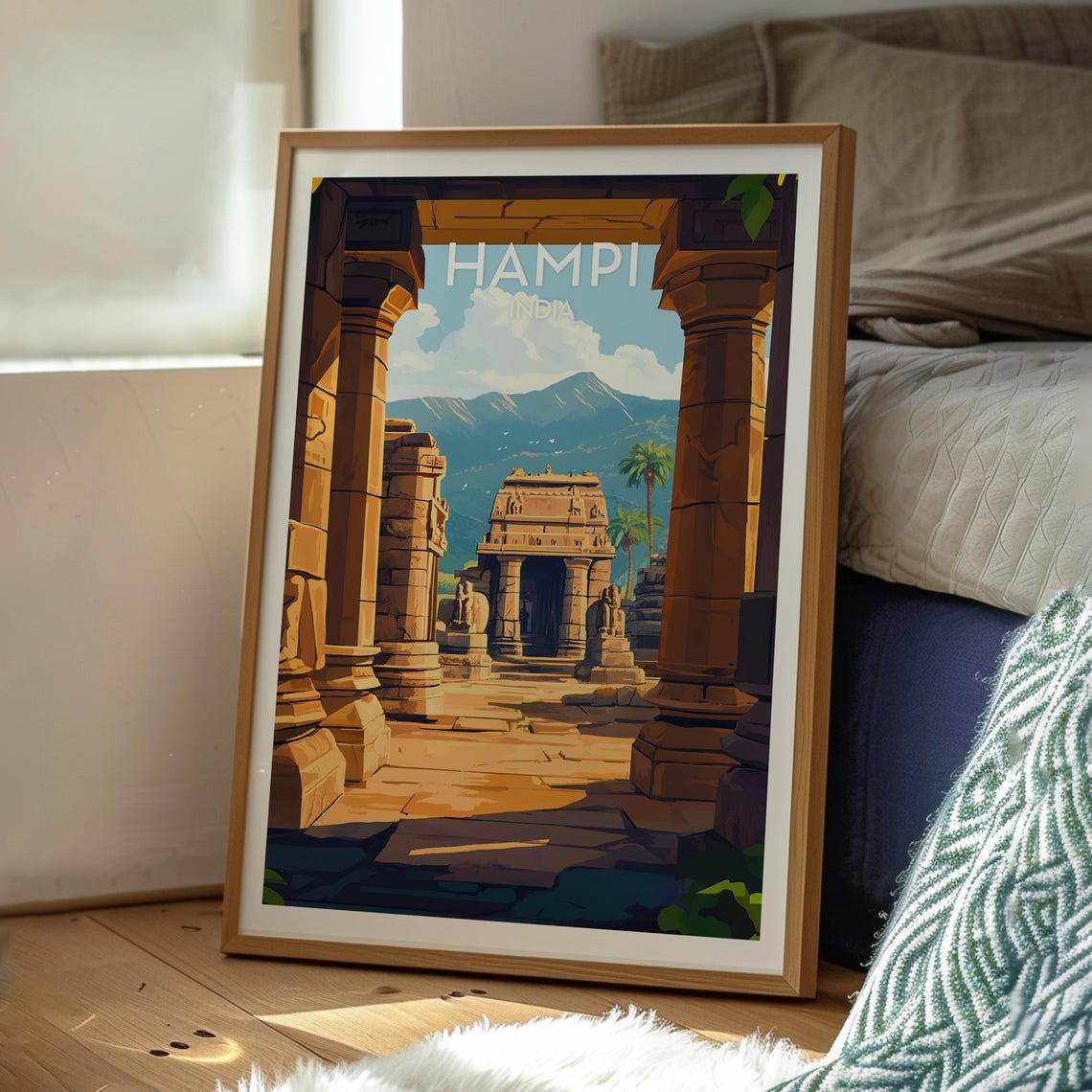 Hampi India Ancient Stone Temple Ruins Heritage Site Travel Poster - Image 3