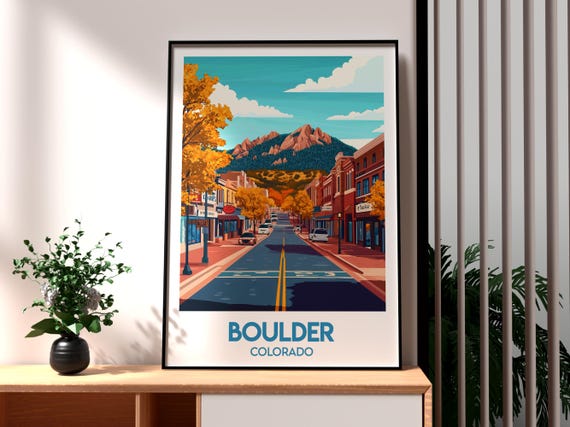 Boulder Poster Colorado Skiing Art Usa Wall Mountains