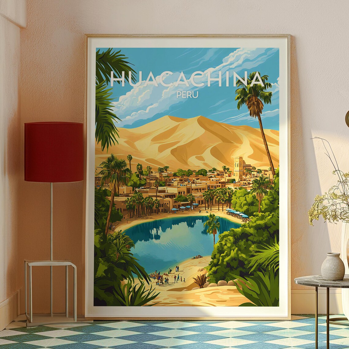 Huacachina Peru Desert Oasis Lagoon With Sand Dunes Travel Poster - Image 2