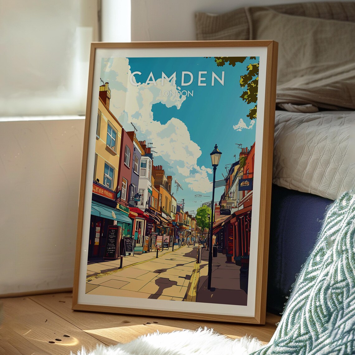Camden London Colorful Market Street Shops Retro Travel Poster - Image 3