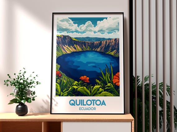 Quilotoa Lake Poster Ecuador Art Travel Print Wall Backpacking South America