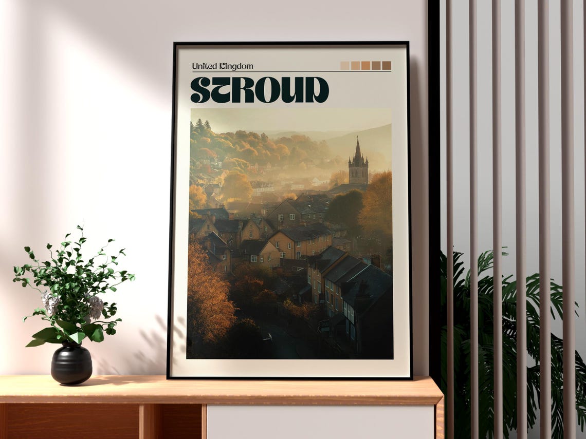 Stroud United Kingdom Cotswold Valley Autumn Mist Village Town Poster