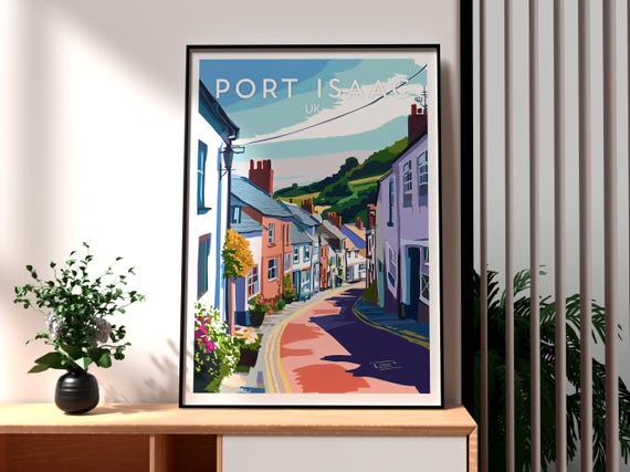 Port Isaac Travel Poster, Cornwall Coast Art
