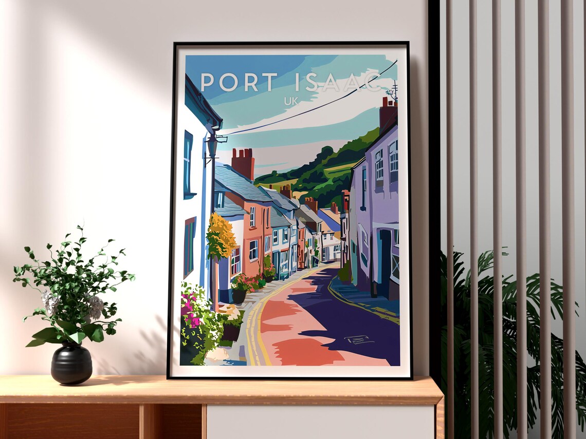 Port Isaac Travel Poster, Cornwall Coast Art