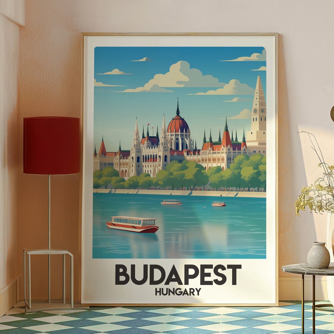 Budapest Hungary Parliament Building On The Danube Travel Poster - Image 2