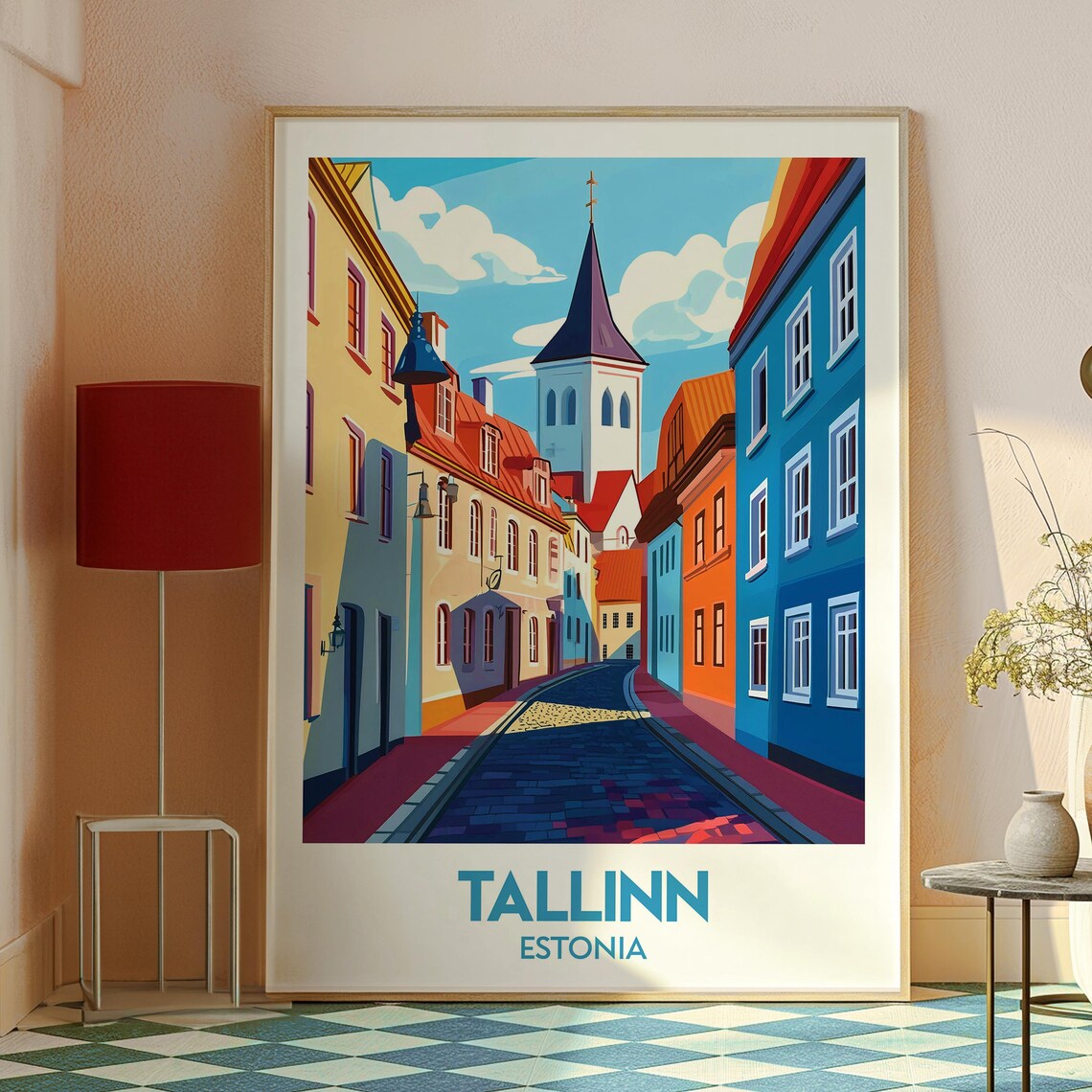 Tallinn Estonia Old Town Cobbled Street Spire Medieval Travel Poster - Image 2