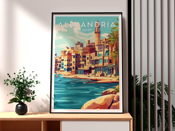 Alexandria Poster Egypt Travel The Pyramids Art Print Wall Wonder Of World