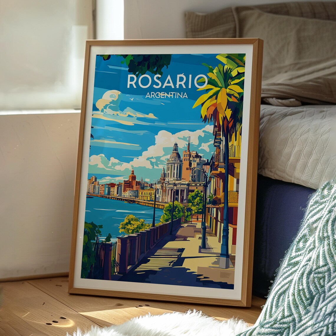 Rosario Argentina Riverside Promenade City Skyline Travel Poster - Image 3