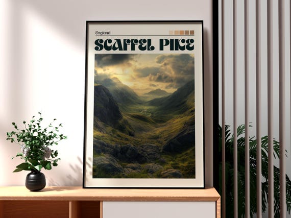 Scafell Pike Print The Lake District Wall Art Uk Hiking Poster Travel Walking