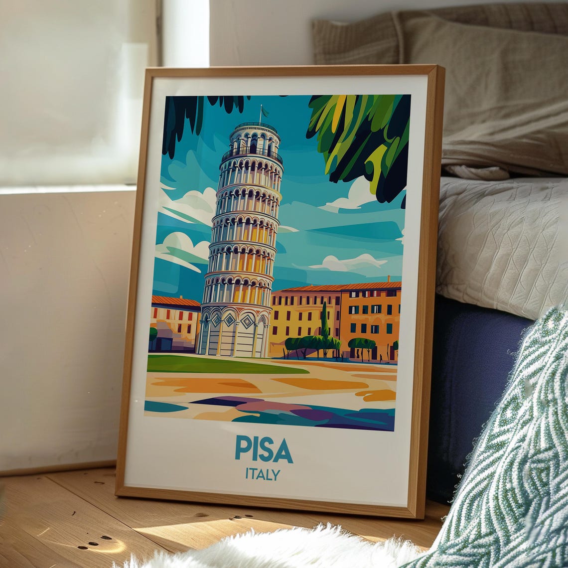 Leaning Tower of Pisa Tuscany Italy Vintage Landmark Travel Poster - Image 3