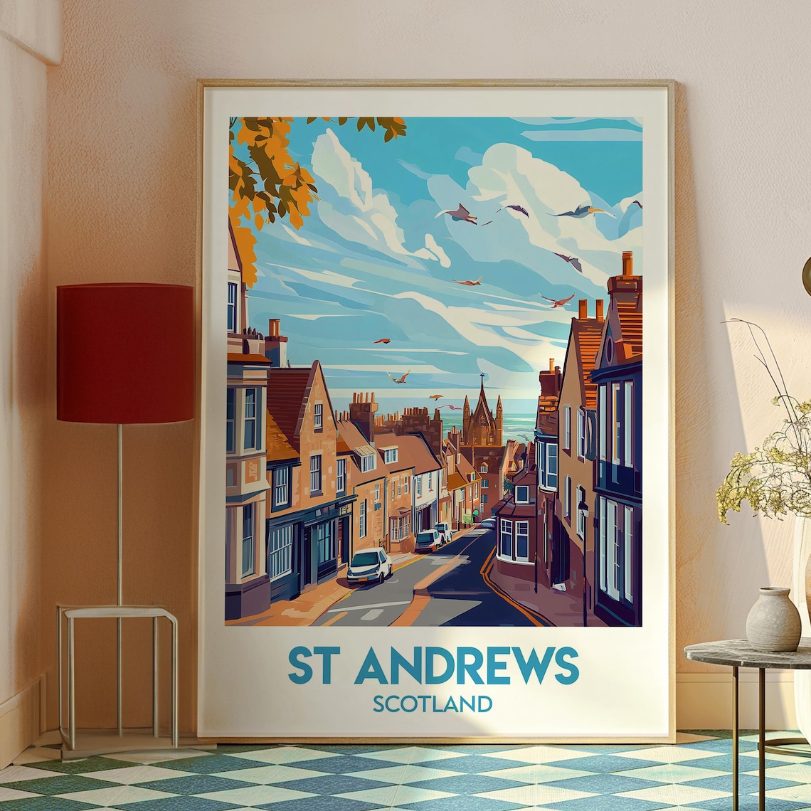 St Andrews Scotland Historic Old Town Street Retro Travel Poster - Image 2