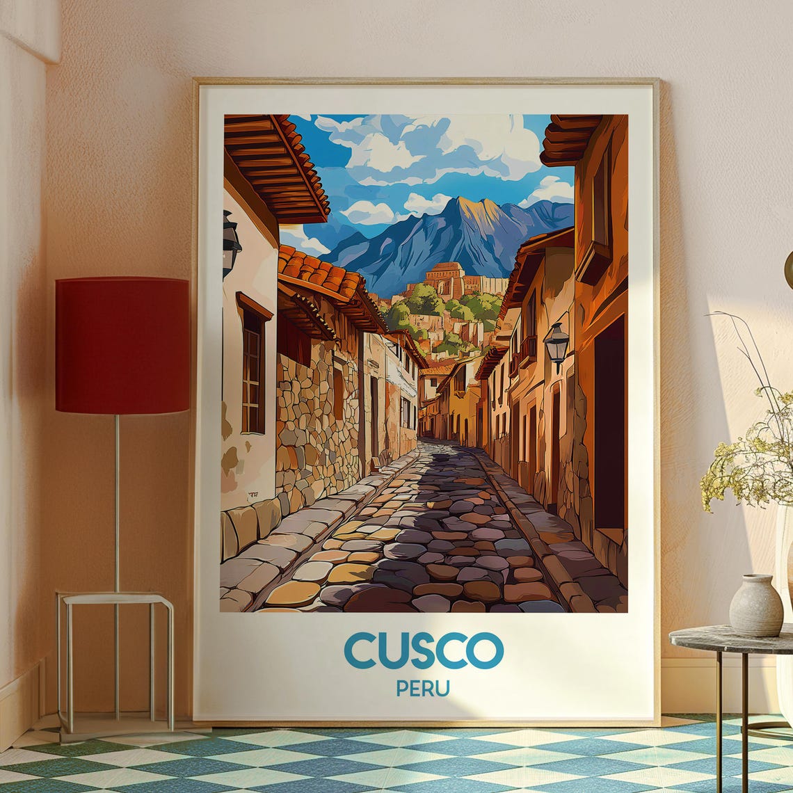 Cusco Peru Inca Stone Street Mountain Old Town Travel Poster - Image 2
