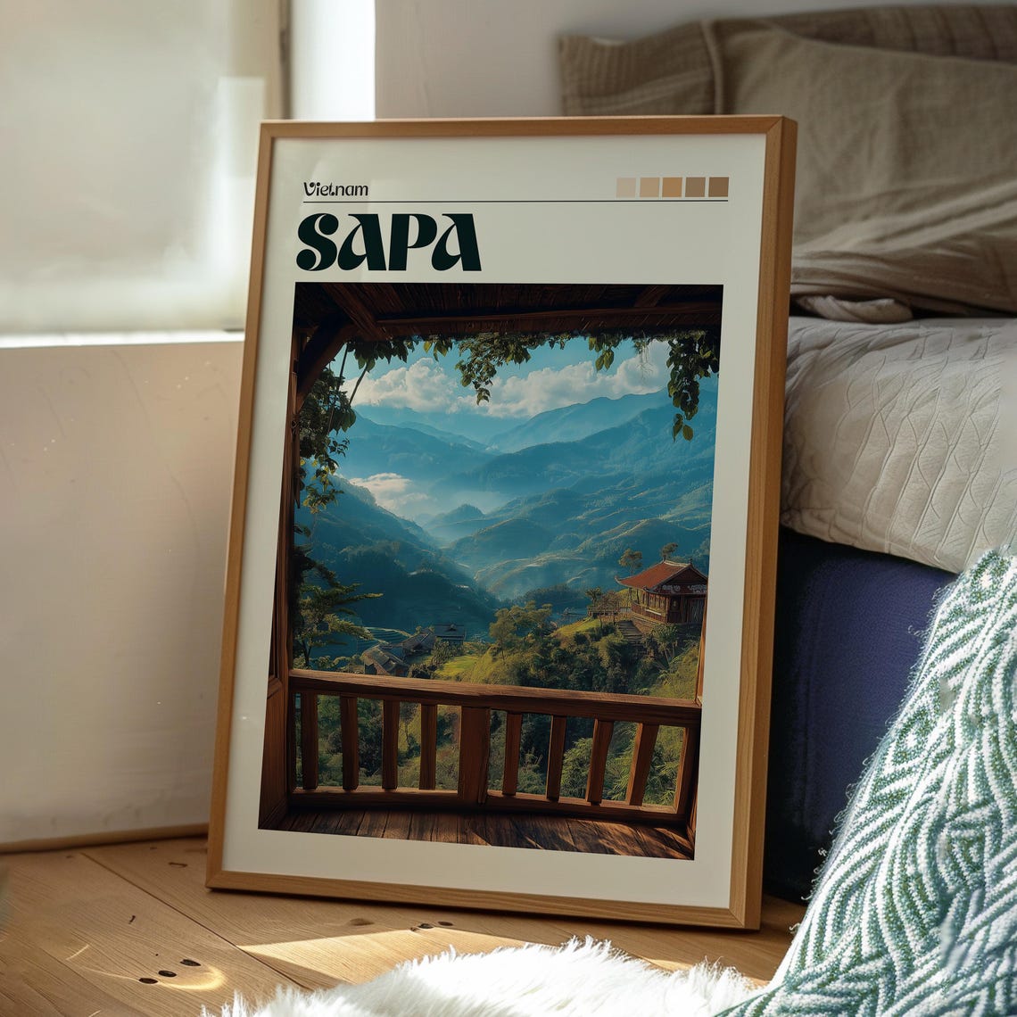 Sapa Vietnam Mountain Terrace Balcony View Vintage Travel Poster - Image 3