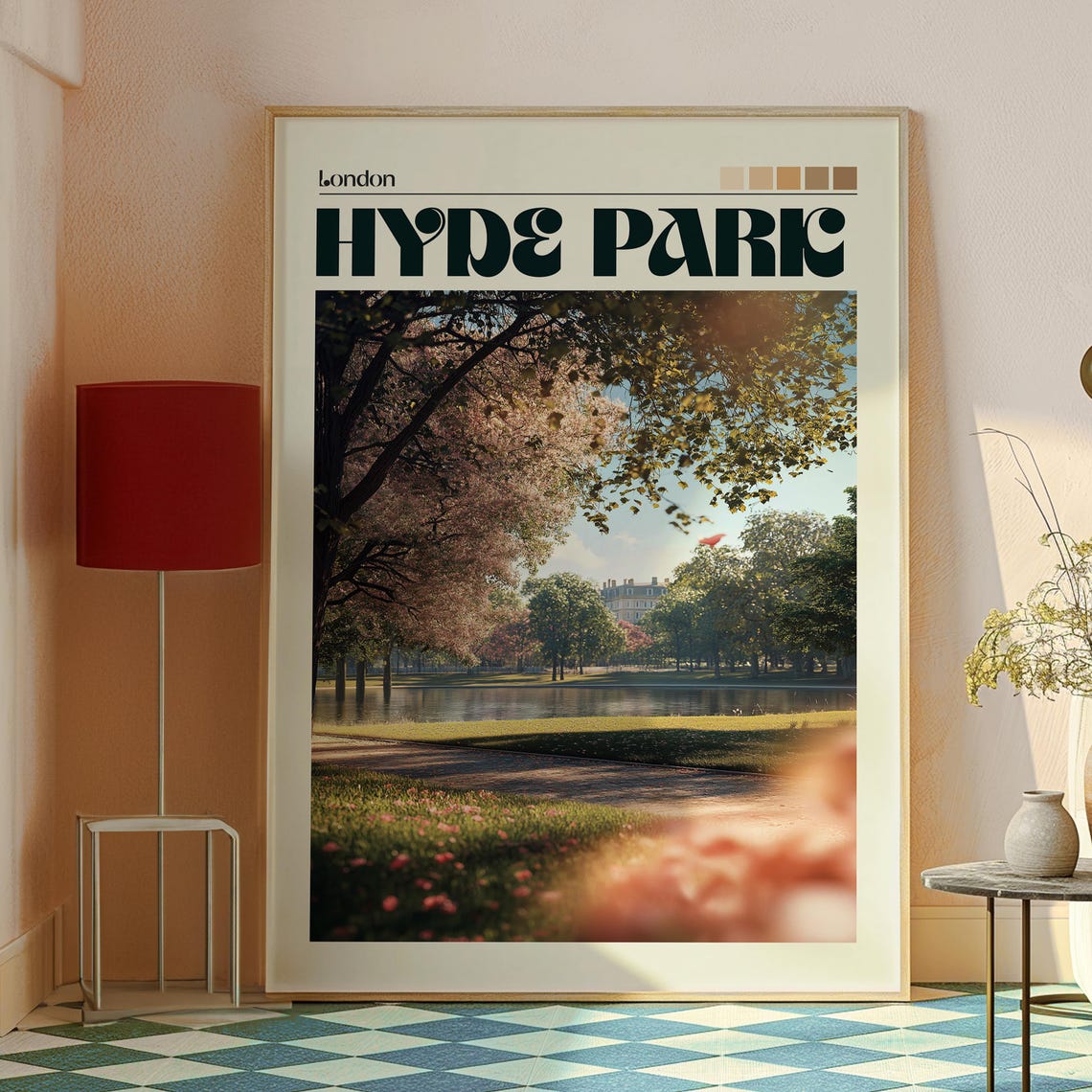 Hyde Park London Serpentine Blossom Trees Lakeside Travel Poster - Image 2