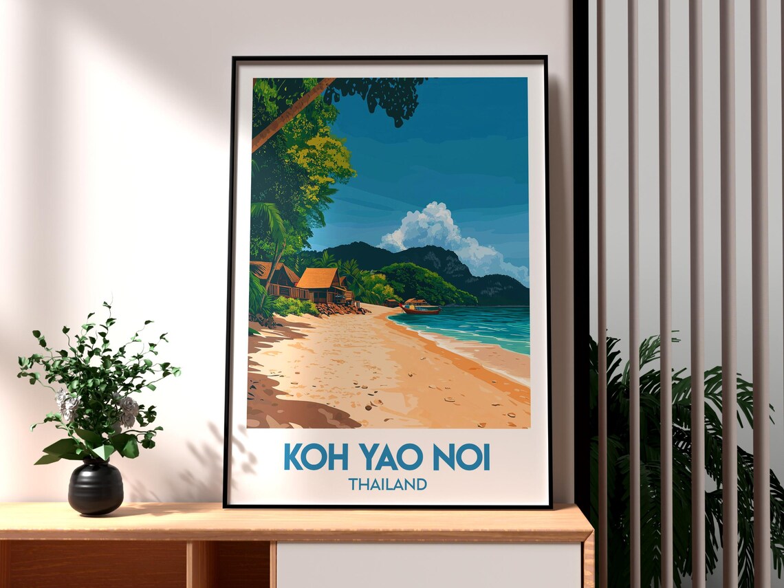 Koh Yao Noi Thailand Tropical Beach Longtail Boat Travel Poster