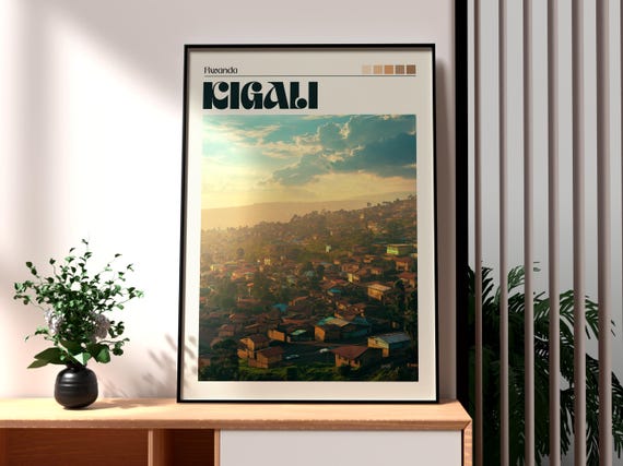 Kigali Travel Print Rwanda Wall Art Poster Africa City