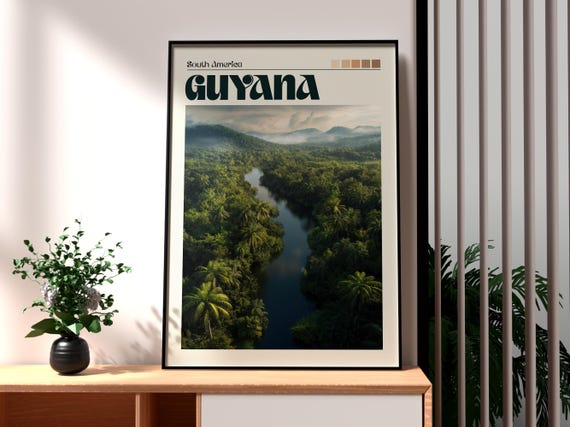 Guyana Poster Art Travel Print Wall Georgetown Backpacking South America