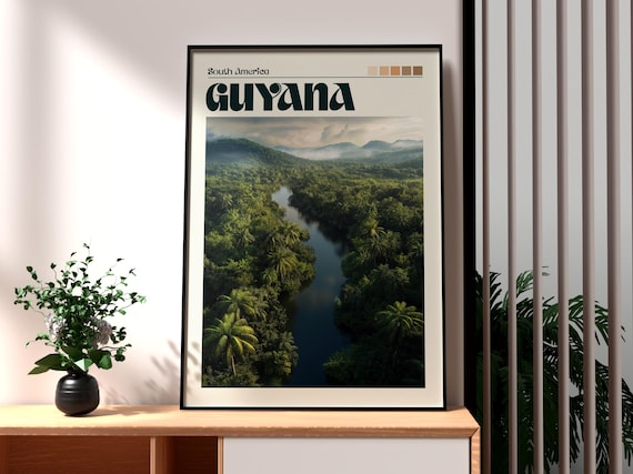 Guyana South America Lush Rainforest River Jungle Canopy Poster