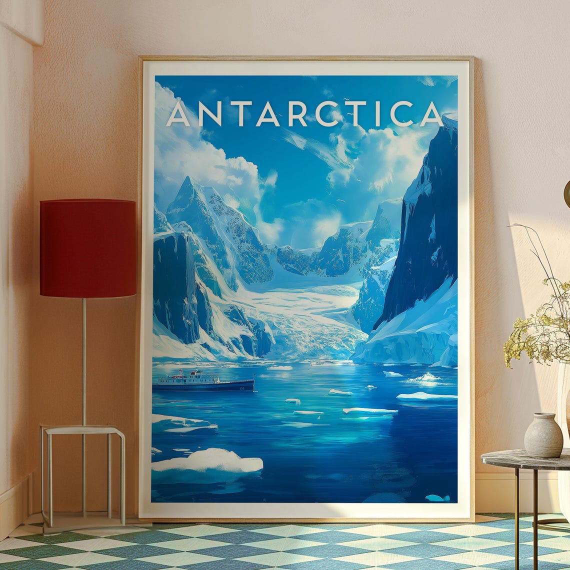 Antarctica Glacier Bay Ship Vintage Retro Style Travel Poster - Image 2