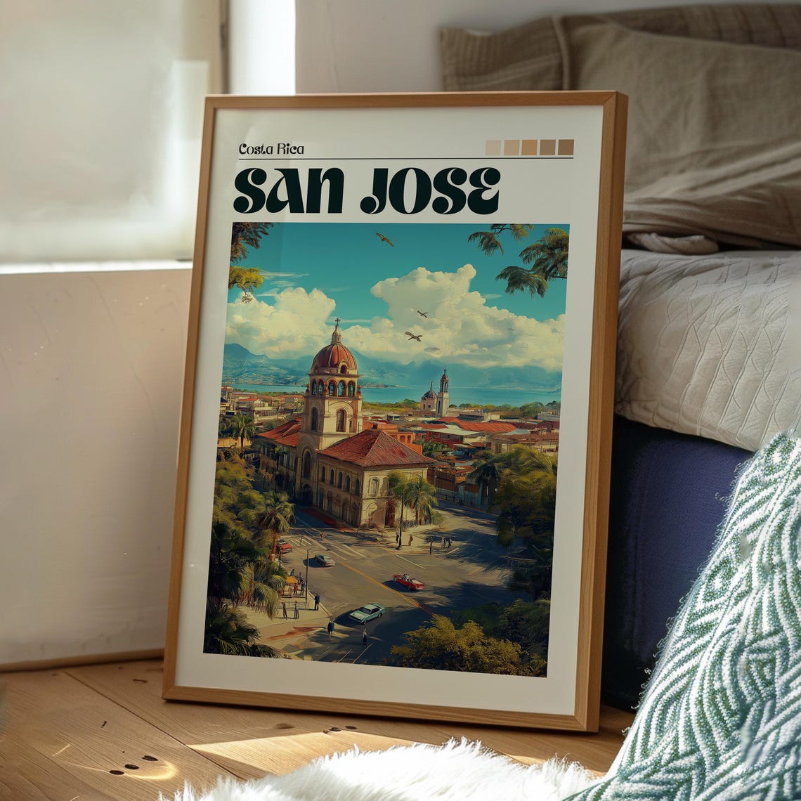 San Jose Costa Rica Cathedral City Square Vintage Travel Poster - Image 3