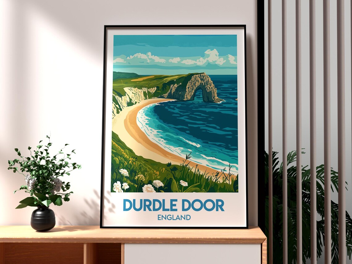 Durdle Door England Jurassic Coast Limestone Arch Travel Poster