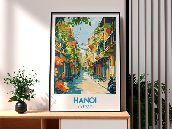 Hanoi Print Vietnam Wall Art Poster Travel Backpacking North Old Quarter