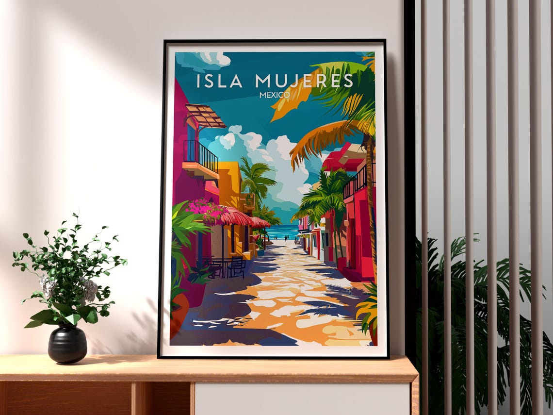 Isla Mujeres Travel Poster, Mexico Island Wall Art