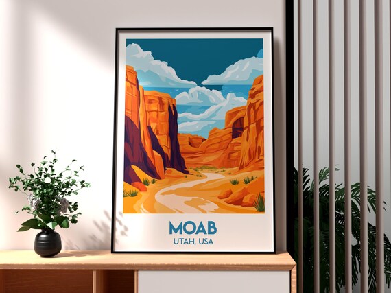 Moab Utah USA Red Rock Canyon Desert Arch Landscape Travel Poster