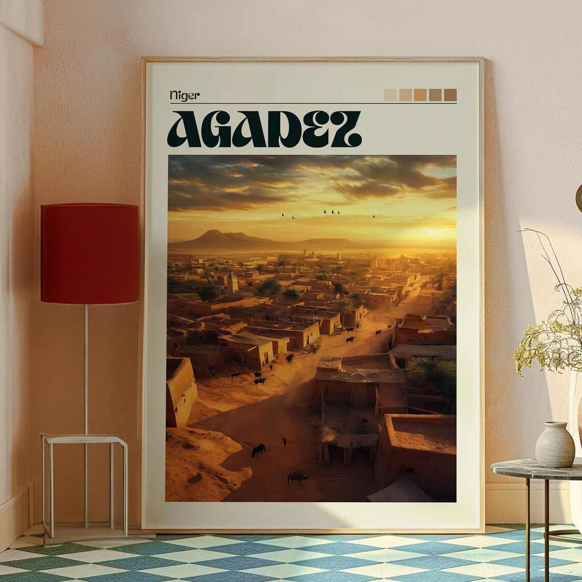 Agadez Niger Sahara Desert Town Sunset Golden Hour Travel Art Poster - Image 2
