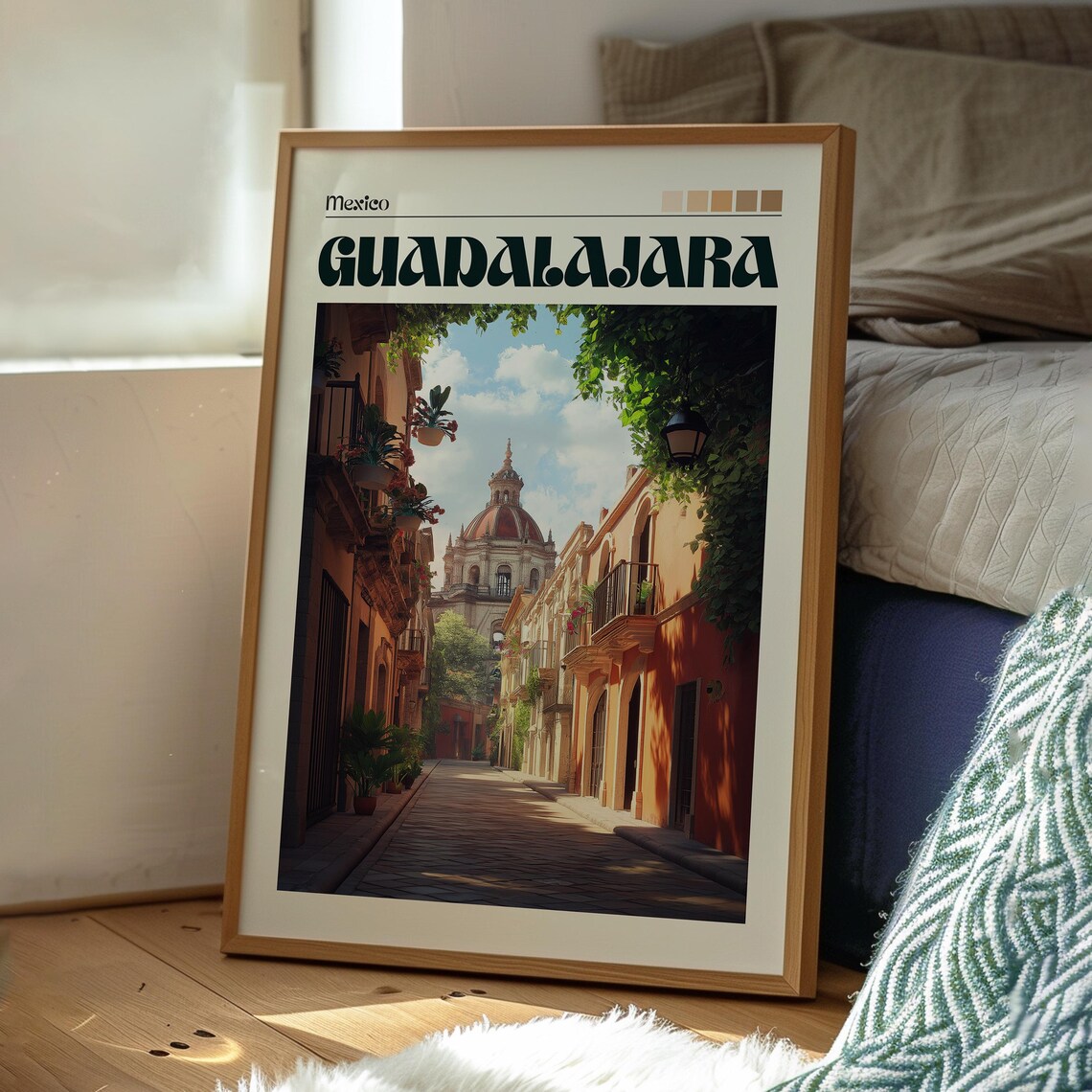 Guadalajara Mexico Old Town Colonial Street Cathedral Poster - Image 3