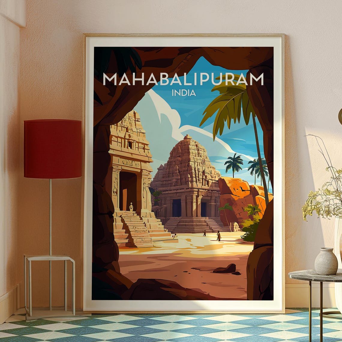 Mahabalipuram India Rock Cut Temples Shore Coastline Travel Poster - Image 2