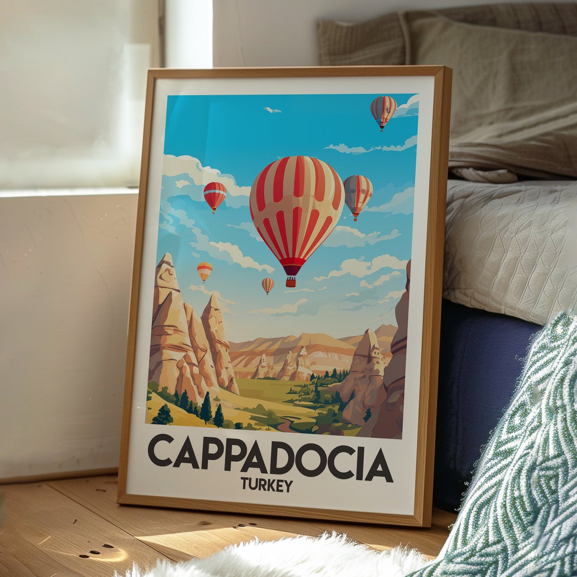 Cappadocia Turkey Hot Air Balloons Over Rock Valley Travel Poster - Image 3