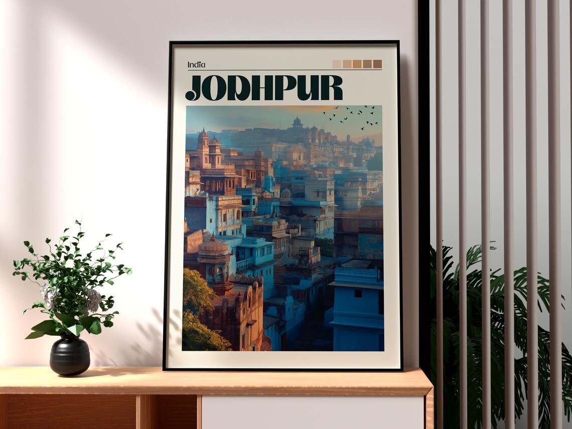 Jodhpur India Blue City Hilltop Fort Morning Light Travel Poster