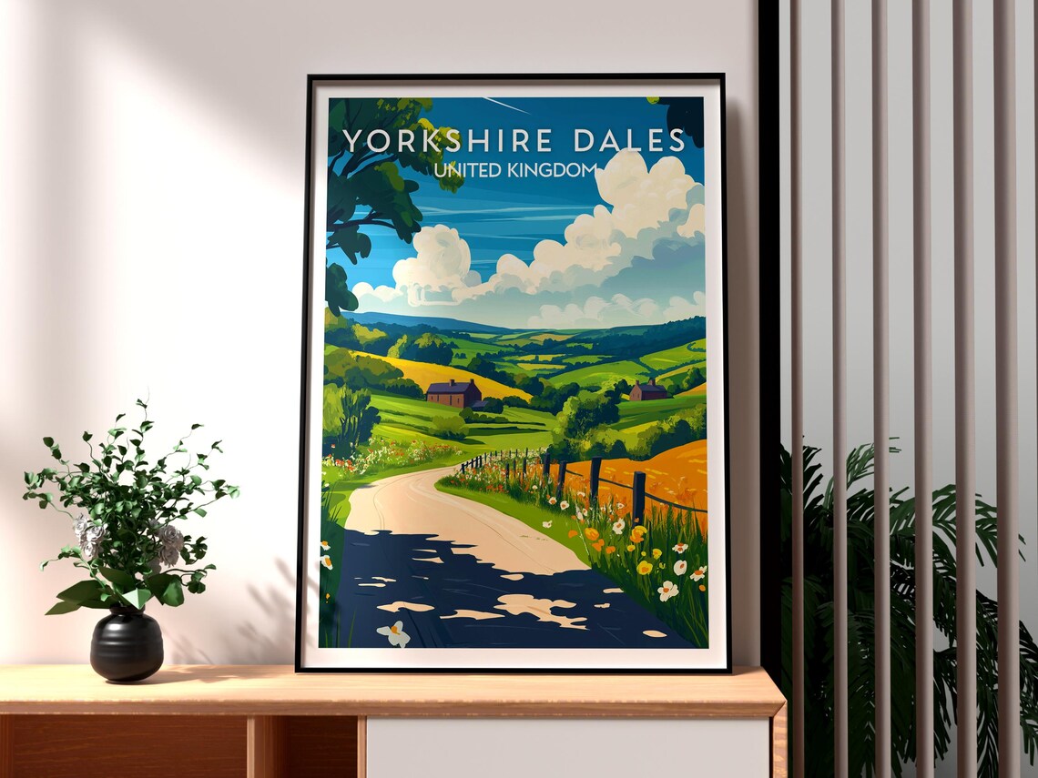 Yorkshire Dales United Kingdom Rolling Hills Country Lane Poster