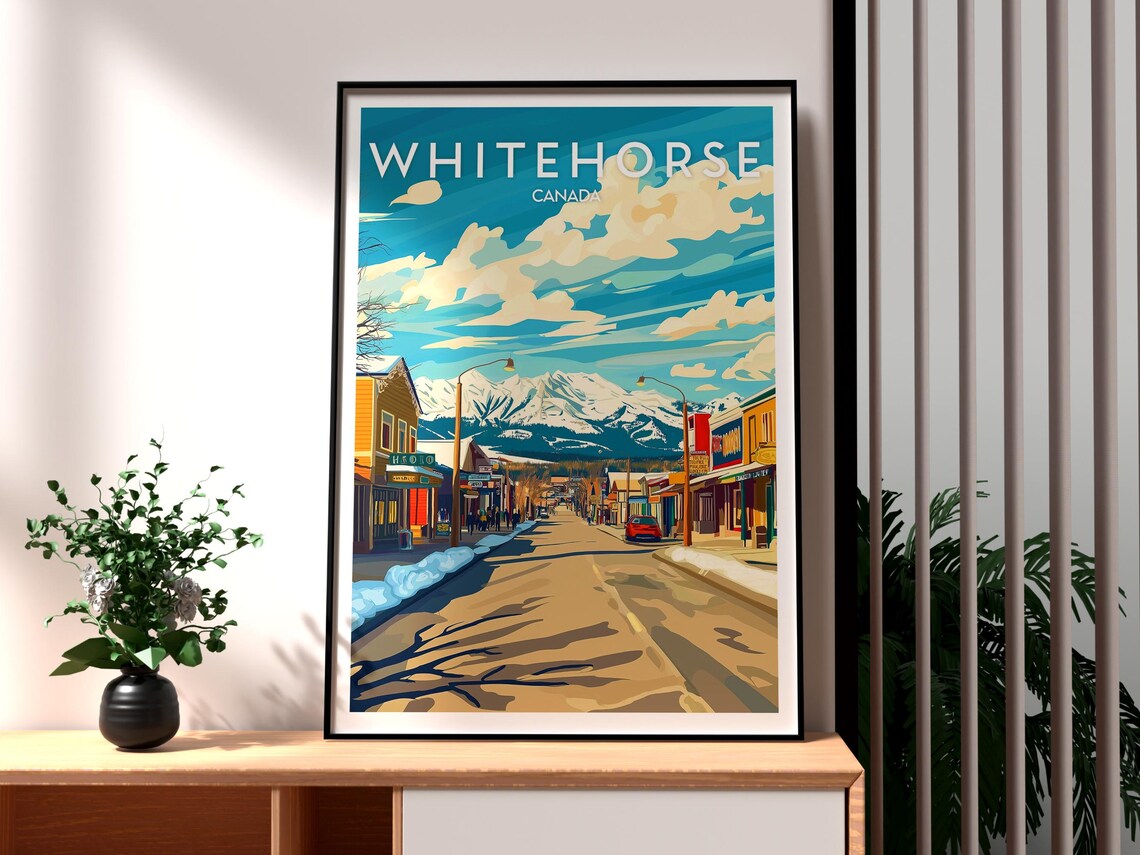 Whitehorse Canada Yukon Vintage Travel Mountain Street Poster