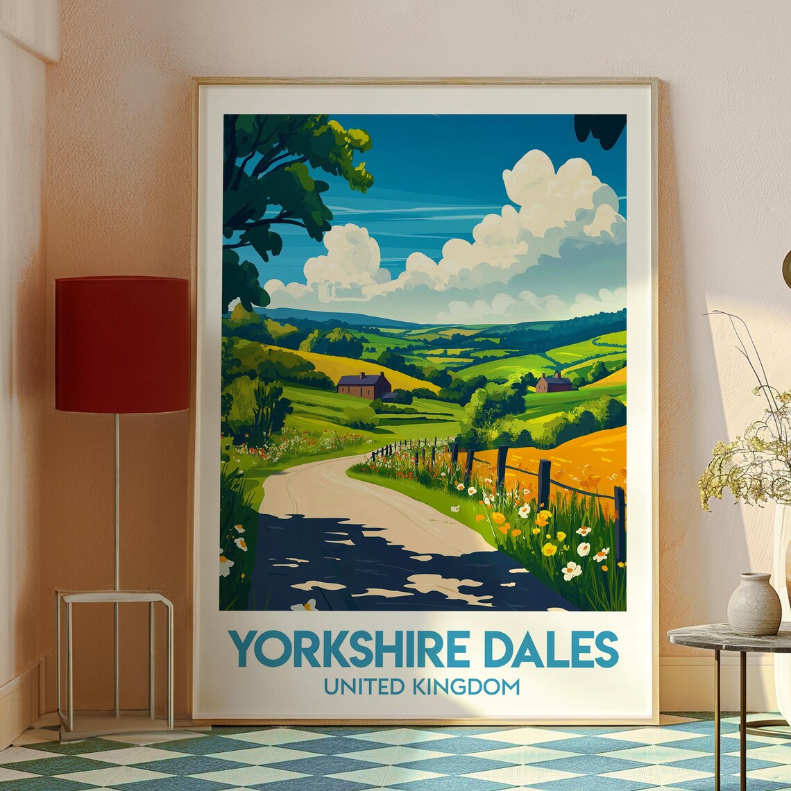 Yorkshire Dales United Kingdom Green Hills Lane Travel Poster - Image 2