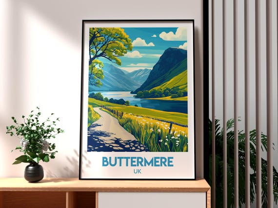 Buttermere Print The Lake District Wall Art Poster Travel Uk Countryside Hiking