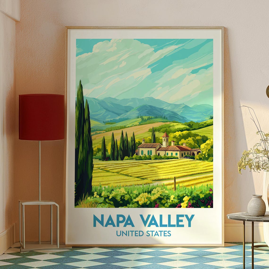 Napa Valley United States Vineyard Rows Cypress Hills Poster - Image 2
