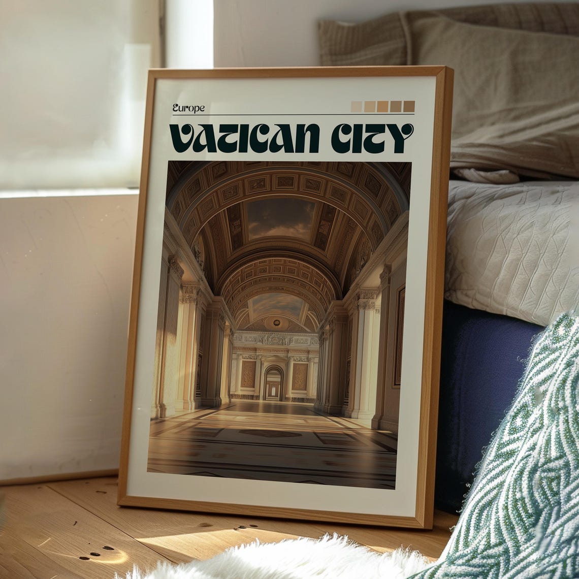 Vatican City Europe Grand Vaulted Hall Columns Coffered Art Poster - Image 3