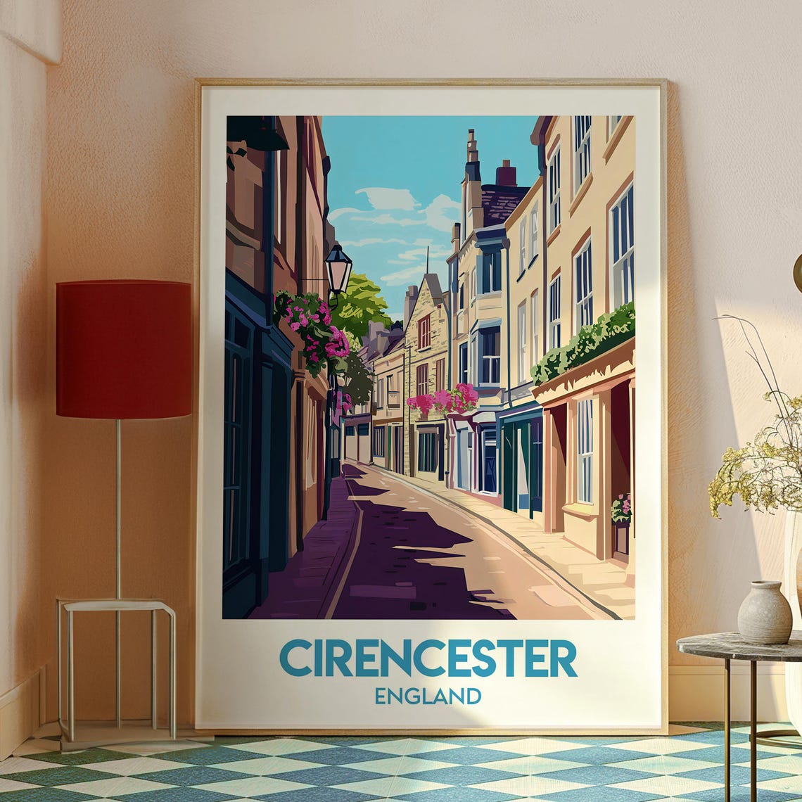 Cirencester England Cotswold Lane Flowers Historic Travel Poster - Image 2