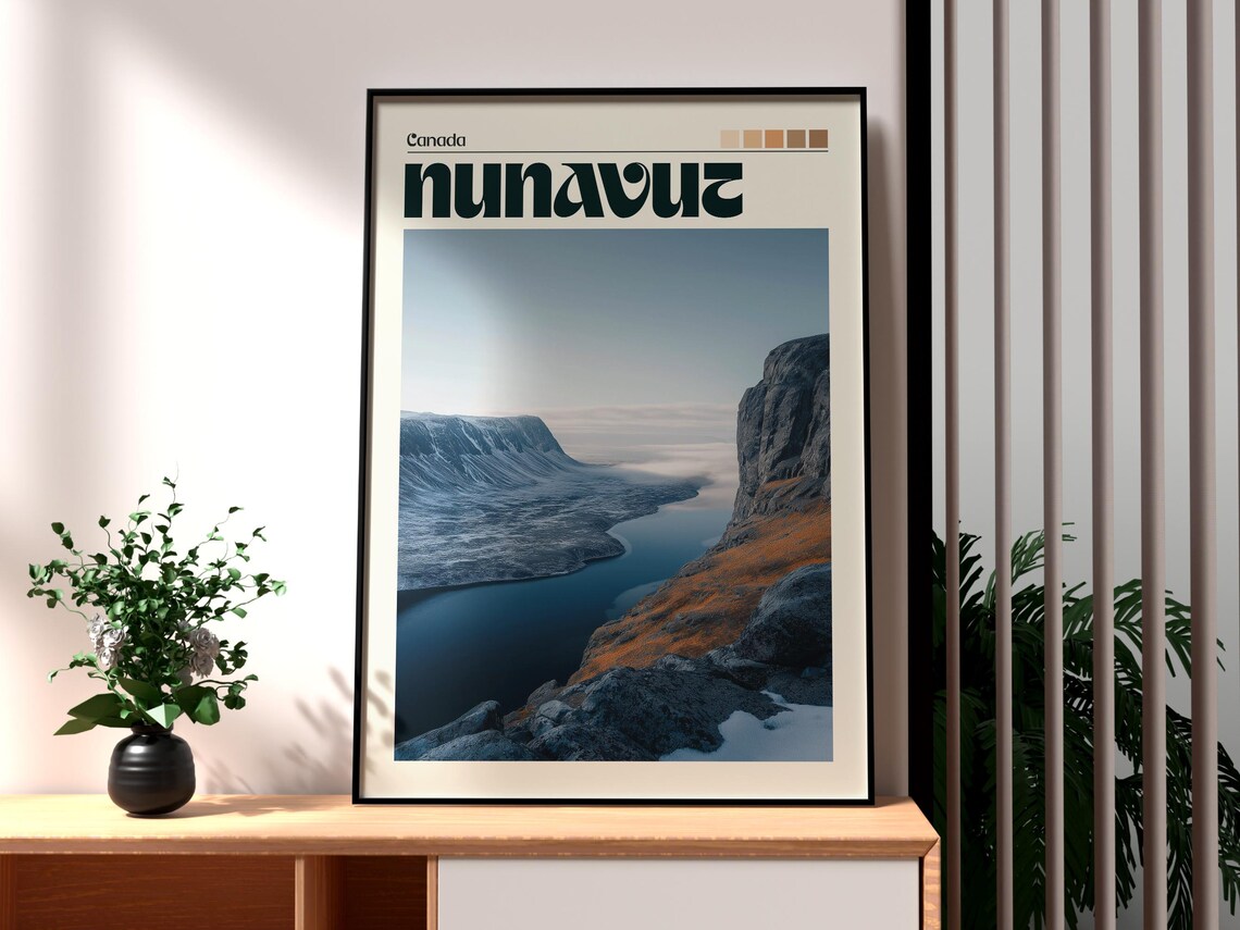 Nunavut Canada Arctic Fjord Wilderness Northern Landscape Travel Poster