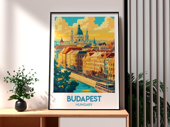 Budapest Hungary Saint Stephens Basilica Danube Travel Poster